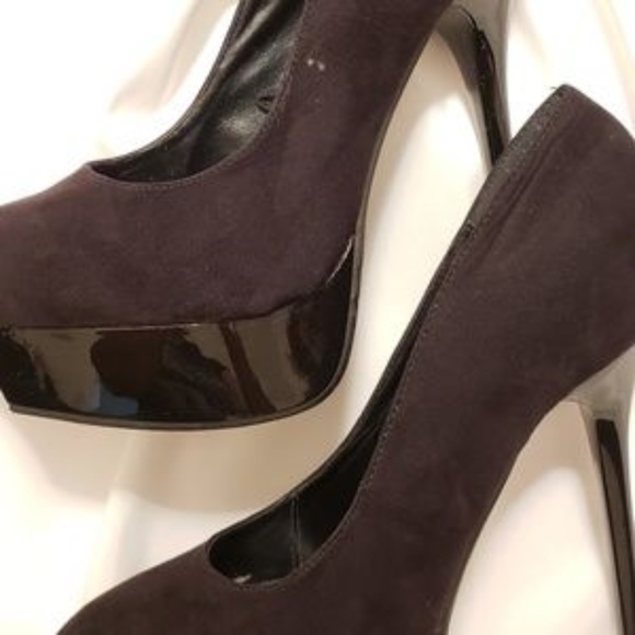 ♡🔸️Forever 21 heels black faux suede *sz 7.5 - Picture 7 of 7